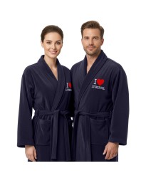 Personalised I Love Heart Design Bathrobe - Custom Embroidered Name - Spa & Hotel Honeymoon Couple Wedding Gift Dressing Gown